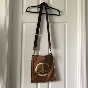 Crossbody Peace Sign Leather Bag